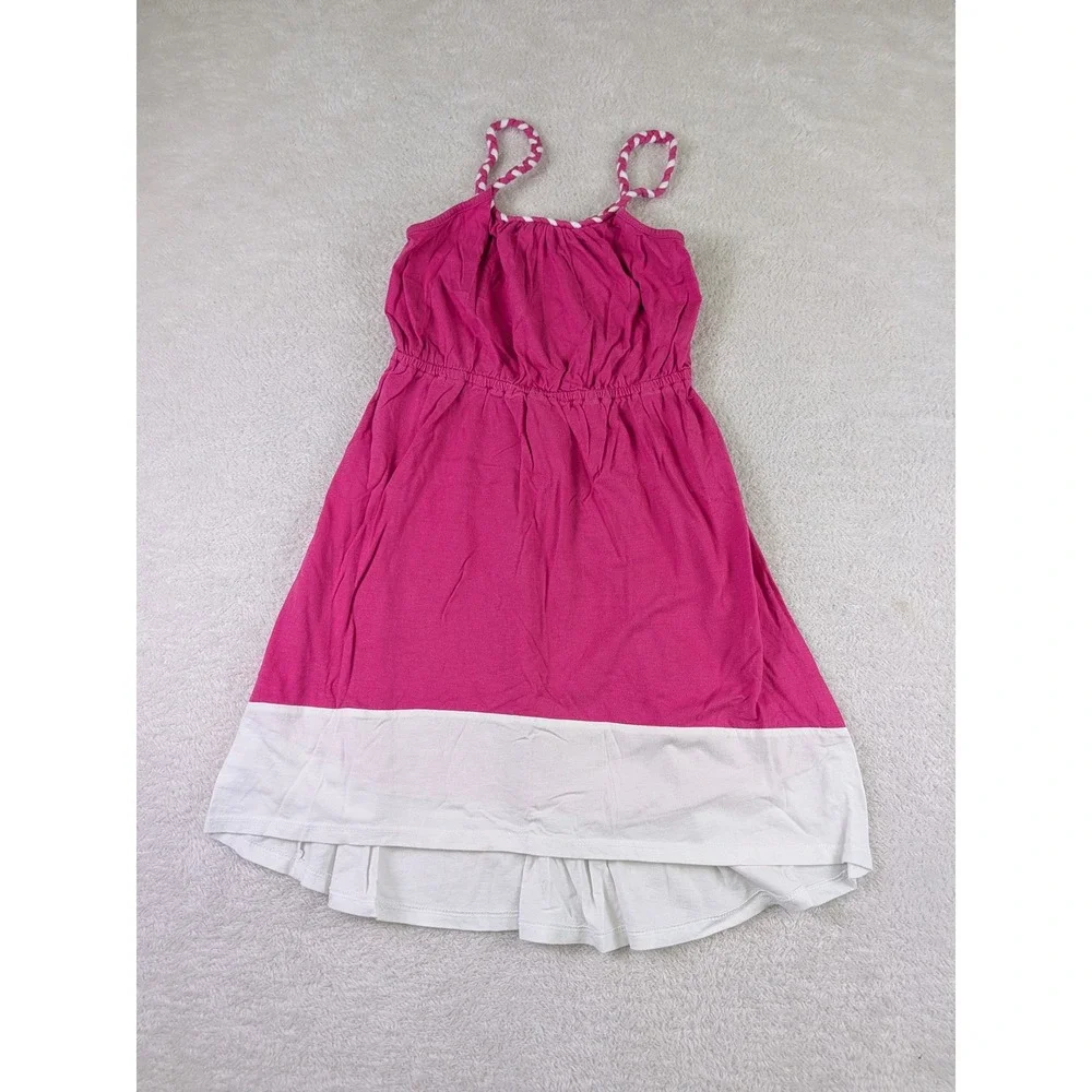 The Childrens Place Girls Pink White Colorblock High Low Dress Size M 7/8